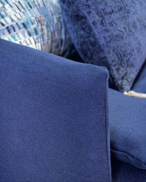 Canapé lit convertible Mille Et Une Nuit 180 cm lin lavé Capri indigo / Fabriqué en France by Bérengère Leroy - view 3