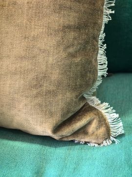 Canapé Mille Et Une Nuit 220 cm en lin Verone chenille soft washed menthe by Bérengère Leroy - view 4