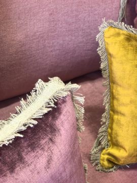 Canapé Mille Et Une Nuit 180 cm en lin Verone chenille soft washed vieux rose by Bérengère Leroy - view 3
