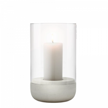 CALMA light gray size M hurricane lantern made of concrete by Blomus - view 2