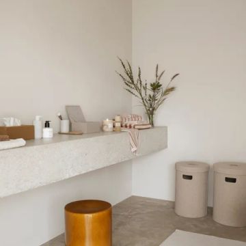 TORU Ceramic Stool Indian Tan, cylindrical, unique, modern by Blomus - view 2