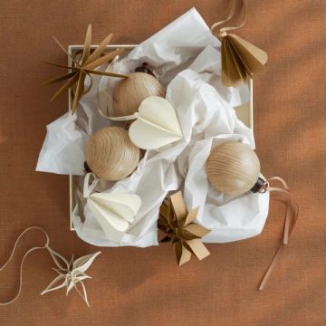 4-Piece Paper Bell KAZARY Tan, sustainable holiday décor by Blomus - view 3