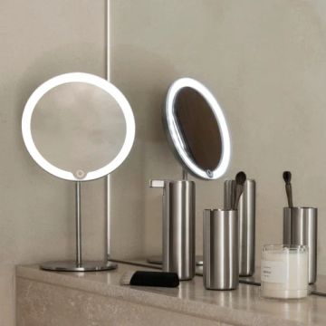 MODO LED Cosmetic Mirror Stainless Matte 5x by Blomus - view 2