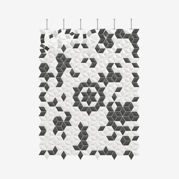 Facet hanging room divider 204 x 265cm White and Graphite by Bloomming - view 2
