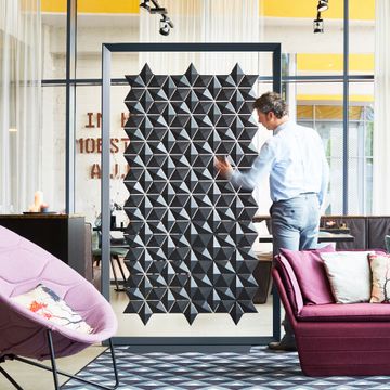 Freestanding room divider Facet 136 x 220cm in Graphite by Bloomming - view 3