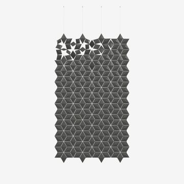 Facet hanging room divider 136 x 236cm in Graphite by Bloomming - view 2