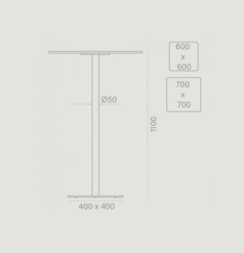 Basic Table Alta Con Base Y Tapa Cuadrada by Capdell - view 2