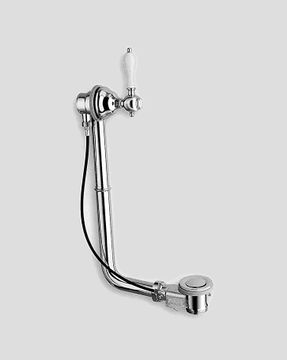 Exposed bath waste with automatic pop-up drain stopper and overflow with exposed pipes by Devon&Devon - view 2