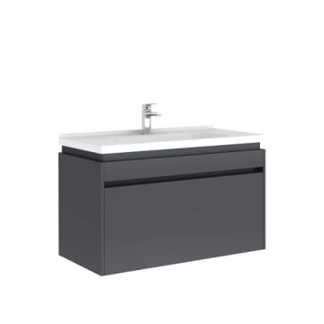 Idea 2.0 Single Drawer With Washbasin Cabinet Polished Anthracite 100 Cm With Washbasin by Kale - view 2