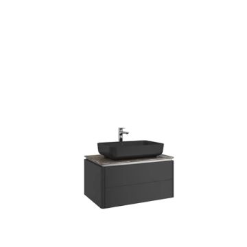 Lotus Washbasin Cabinet Matte Black Asteroid 80 Cm Matte Black Rectangular Bowl With Washbasin by Kale - view 2