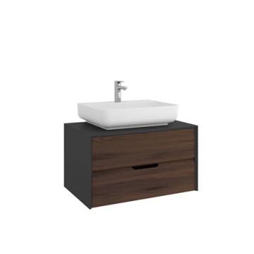 Zero 2.0 Washbasin Cabinet Anthracite Walnut 80 Cm Matte White Rectangular With Washbasin by Kale - view 2