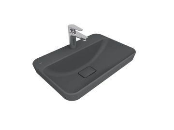 Zero 2.0 Semi Recessed Rectangular Washbasin Matte Anthracite Grey 60X40 Cm by Kale - view 6