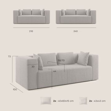 Nettuno sofa modern modular in soft fabric bouclè by Divani Store - view 8