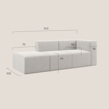 Nettuno sofa lineare modular and modular in soft fabric bouclè by Divani Store - view 6