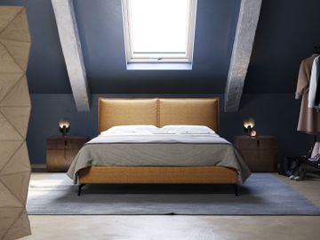 Cloe bed upholstered with feet in metal removable-cover in fabric slub water-repellent by Divani Store - view 3