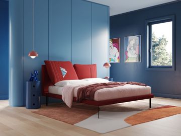 Giselle bed modern with cushions testata regolabili with tasche in microfibre water-repellent by Divani Store - view 2