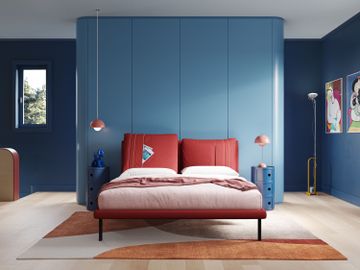 Giselle bed modern with cushions testata regolabili with tasche in microfibre water-repellent by Divani Store - view 3