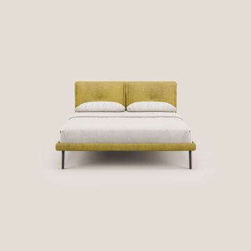Ibuki bed with cushions trapuntati regolabili and feet in mogano in fabric slub water-repellent by Divani Store - view 3