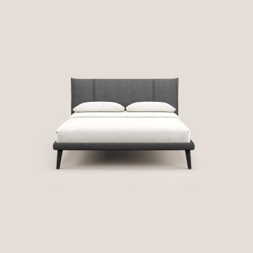 Klaus bed modern per mattress 140x190 cm with feet in mogano and fabric slub water-repellent by Divani Store - view 2