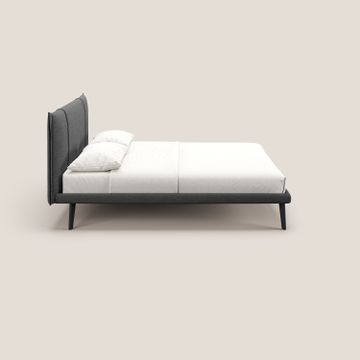 Klaus bed modern per mattress 140x190 cm with feet in mogano and fabric slub water-repellent by Divani Store - view 3