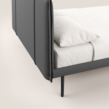 Klaus bed modern per mattress 140x190 cm with feet in mogano and fabric slub water-repellent by Divani Store - view 6
