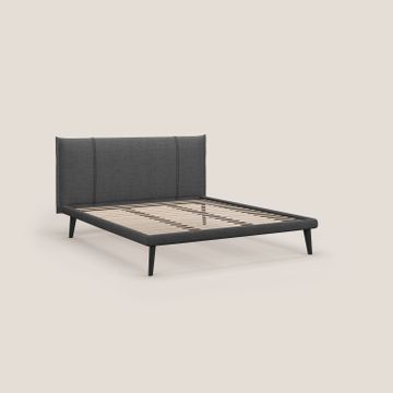Klaus bed modern per mattress 140x190 cm with feet in mogano and fabric slub water-repellent by Divani Store - view 7