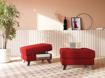 Moon Pouf storage and feet high in fabric stain-resistant with acqua by Divani Store - view 2