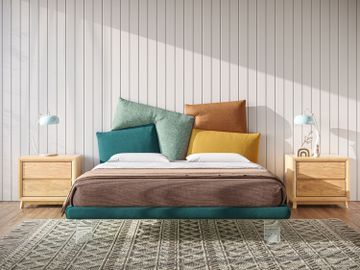 Rebus bed upholstered with design modern with feet trasparenti in plexiglass by Divani Store - view 2