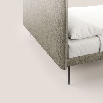 Theo bed upholstered modern per mattress 140x190 cm removable-cover with feet high in metal in fabric water-repellent by Divani Store - view 6