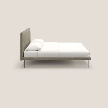 Theo bed upholstered modern per mattress 140x190 cm removable-cover with feet high in metal in fabric water-repellent by Divani Store - view 3