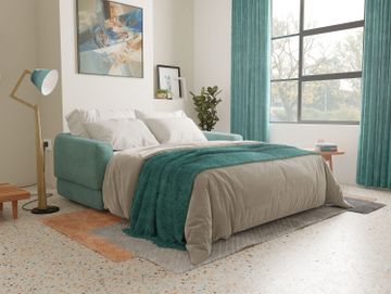 Happy sofa bed double with mattress h18 cm in fabric water-repellent by Divani Store - view 2