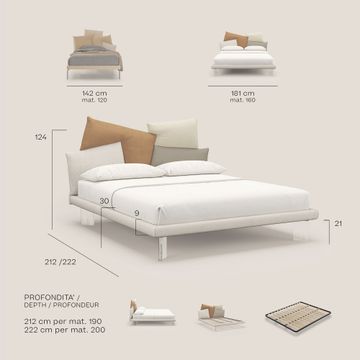 Rebus bed upholstered with design modern with feet trasparenti in plexiglass by Divani Store - view 8