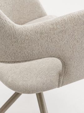 Zefira chair imbottita di design with braccioli - fabric effetto cotton and base in metal champagne by Divani Store - view 6