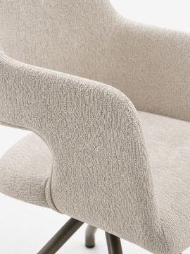 Zefira chair imbottita di design with braccioli - fabric effetto cotton and base in metal champagne by Divani Store - view 3