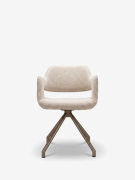 Zefira chair imbottita di design with braccioli - fabric effetto cotton and base in metal champagne by Divani Store - view 4