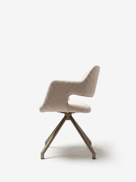 Zefira chair imbottita di design with braccioli - fabric effetto cotton and base in metal champagne by Divani Store - view 5