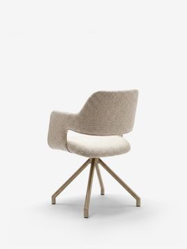 Zefira chair imbottita di design with braccioli - fabric effetto cotton and base in metal champagne by Divani Store - view 7