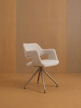Zefira chair imbottita di design with braccioli - fabric effetto cotton and base in metal champagne by Divani Store - view 2