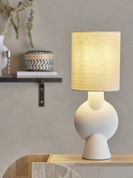 Sergio lampada for tavolo with base in gres Stoneware Bianco and paralume in lino by Divani Store - view 6