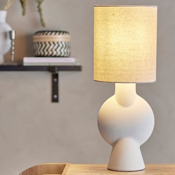 Sergio lampada for tavolo with base in gres Stoneware Bianco and paralume in lino by Divani Store - view 2
