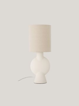 Sergio lampada for tavolo with base in gres Stoneware Bianco and paralume in lino by Divani Store - view 3