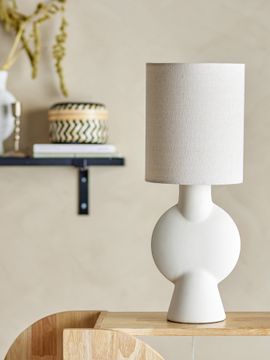 Sergio lampada for tavolo with base in gres Stoneware Bianco and paralume in lino by Divani Store - view 4