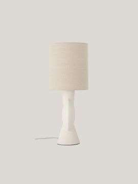 Sergio lampada for tavolo with base in gres Stoneware Bianco and paralume in lino by Divani Store - view 5