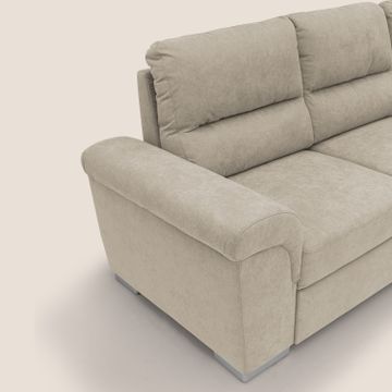 Minerva sofa corner with pull-out a cassettone and pouf storage in fabric soft water-repellent by Divani Store - view 5