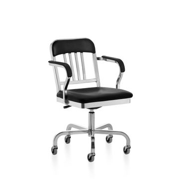 1011 Navy Classic Semi-upholstered swivel armchair by Emeco - view 3