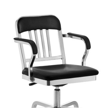 1011 Navy Classic Semi-upholstered swivel armchair by Emeco - view 4