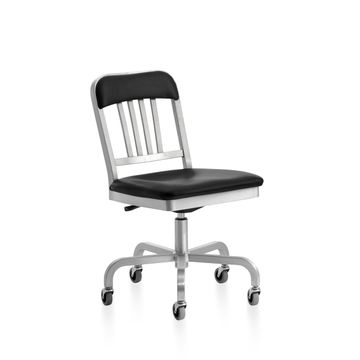 1022 Navy Classic Semi-upholstered swivel chair by Emeco - view 2