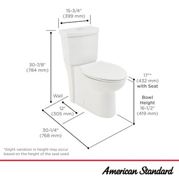 Clean 1.28 GPF/4.8 LPF 1.0 GPF/3.8 LPF Dual Flush Chair Height Elongated-Front 12-in. Rough-In Toilet with Seat by American Standard - view 9