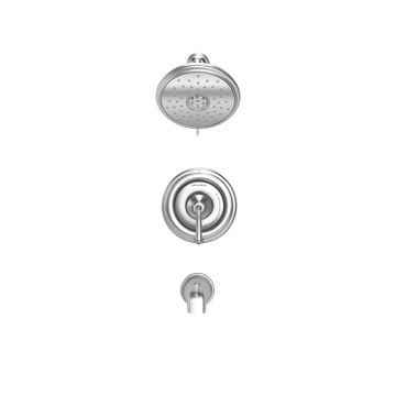 Portsmouth Round Tub and Shower Trim Kit with Water-Saving Showerhead and Double Ceramic Pressure Balance Cartridge with Lever Handle by American Standard - view 8