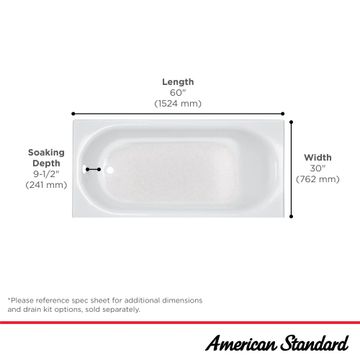 Princeton Americast 60 x 30-Inch Integral Apron Bathtub with Left-Hand Outlet by American Standard - view 8